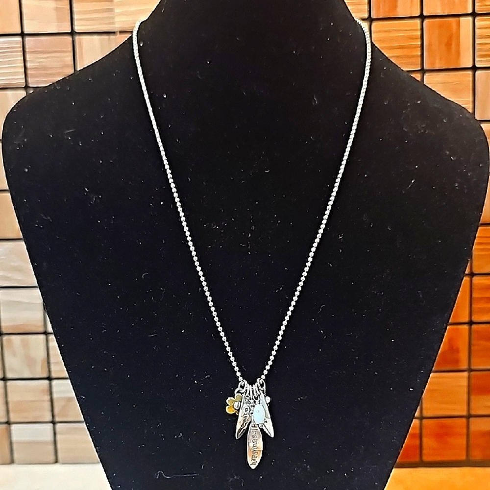 Inspirational Sterling Silver Multi-Charm Pendant Necklace